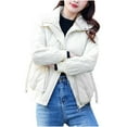 thumbnail image 2 of Quilted Jackets for Women, Women's Winter Short Cotton-Padded Coat Women's Long Sleeve High Neck Warm Coat Loose Casual Cotton-Padded Coat for Women Christmas Clearance, 2 of 6