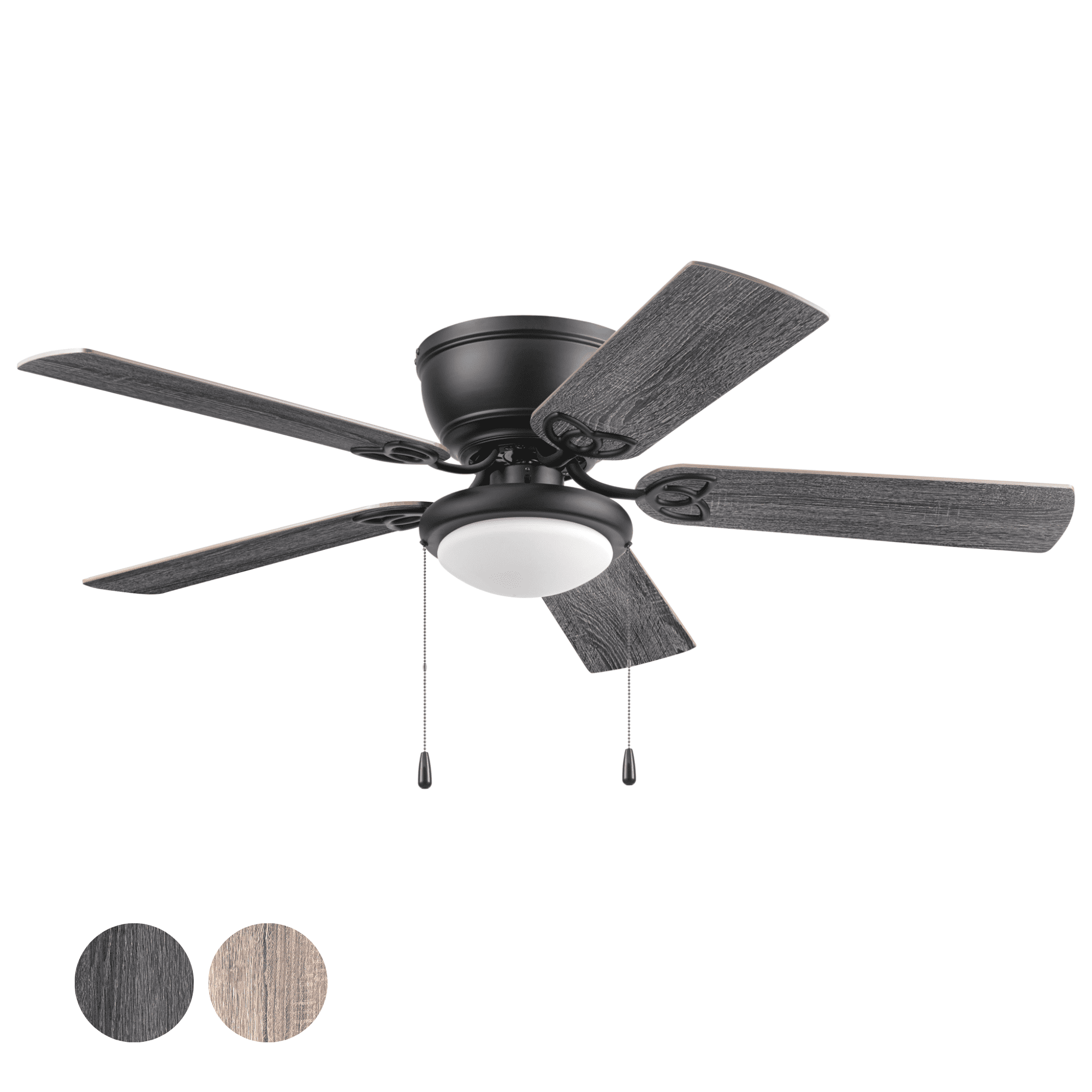 Mainstays 52" Black Traditional Indoor Ceiling Fan with Light, Pull Chain Control & Reverse Airflow