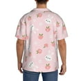 thumbnail image 3 of Uemuo Rabbit And Peach Pattern Cotton Linen Short Sleeve Shirts,Casual Lightweight Button Down Shirts,Vacation Beach Summer Tops-4X-Large, 3 of 7