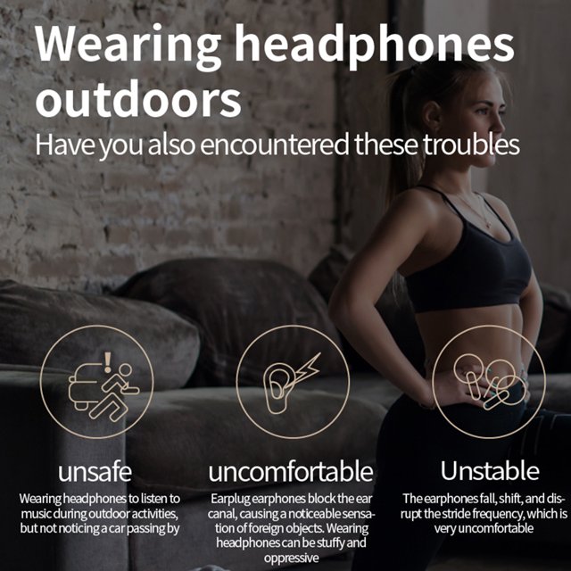 Audífonos con clip para la oreja Audífonos deportivos con sonido HiFi compatible con Bluetooth (gris)