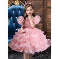 thumbnail image 2 of Little Girls Sequined Party Ball Dress With Big Bow Headband, Kids Special Party Prom Dress, Dance Performance Dress Princess Dr, 2 of 5