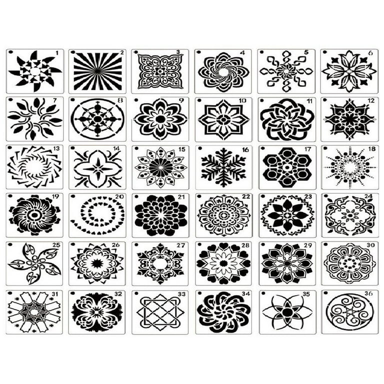 TureClos Mandala Stencils Template Set Dot Painting Hollow Stencil for Rock Stone Wall DIY Drawing Art Projects 36Pcs - Walmart.com spray-paint-stencils-graffiti-7-free-pdf-printables-printablee