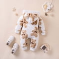 thumbnail image 5 of Staki Infant Baby Girls Clothing Zipper Hooded Jumpsuit Romper Long Sleeve Outfit Fall Winter Warm Clothes 0-18M(White,12-18 Months), 5 of 5
