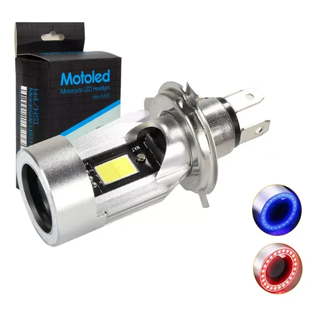 Focos Kits De Led H4 Para Moto 12v-80v50w Lucesojos De Angel