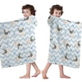thumbnail image 4 of Pug and Footprints Hooded Bath Towel，60"x35" for Ages 3 To 12 Kids, Quick Dry Lightweight Soft Microfiber Hood Beach Towel Cover Up for Kids, 4 of 7