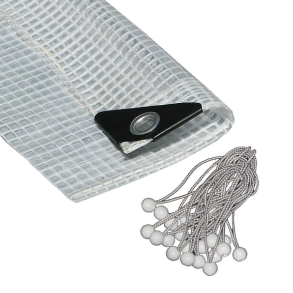 8 x 8 Clear/Translucent 14 Mil Heavy Duty Tarp w/ Ball Bungees a YOYZA Exclusive