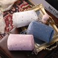 thumbnail image 4 of Makeup Bag Velvet Golden Stars Soft Zipper Cosmetic Bag, 4 of 4
