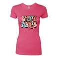 thumbnail image 2 of Wild Bobby Beauty From Ashes Groovy Font With Stars Vintage Women Slim Fit Junior Tee, Hot Pink, Small, 2 of 6