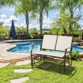 thumbnail image 3 of CRXX Outdoor Glider 2-Person Outdoor Glider Bench, Patio Chair, Rocking Patio Chairs Outdoor Loveseat for Backyard, Poolside, Garden,Porch, Heavy Duty Steel Frame, Beige, 3 of 7
