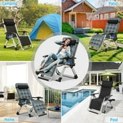 MOPHOTO Zero Gravity Chair Camping Recliner Lawn Recliner, Patio Lounger Chair, Outdoor Portable Chaise with Detachable Soft Cushion, Cup Holder, Headrest