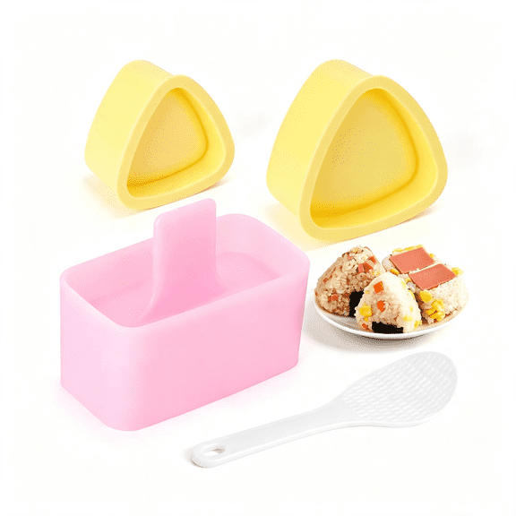 NORIZF 3Pcs Onigiri Sushi Maker Mold Kit,Classic Triangle Rice Musubi Press Mold for Kid Lunch Bento,Home Diy Spam Musubi Mold Kit