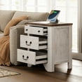 thumbnail image 5 of WAMPAT Nightstand with Charging Station, Farmhouse 3-Drawer Nightstand, Wood Nightstand for Bedroom, Living Room,White, 5 of 8