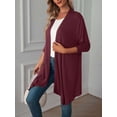 thumbnail image 3 of Deago Women's Draped Front Open Cardigan Casual Long Sleeve Lightweight Cardigan Sweaters Duster (Red, 2XL), 3 of 7