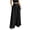☪394-Black, variant on Women's Solid Pocket Elastic Waist Linen-Like Pocket Wide Leg Casual Long Pants - Relaxed Trousers for Office and Travel, Pants for Women