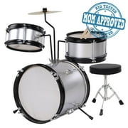 Koval Inc. Kids Drum Set, 3 Piece Junior Drum Set Kit (Silver)