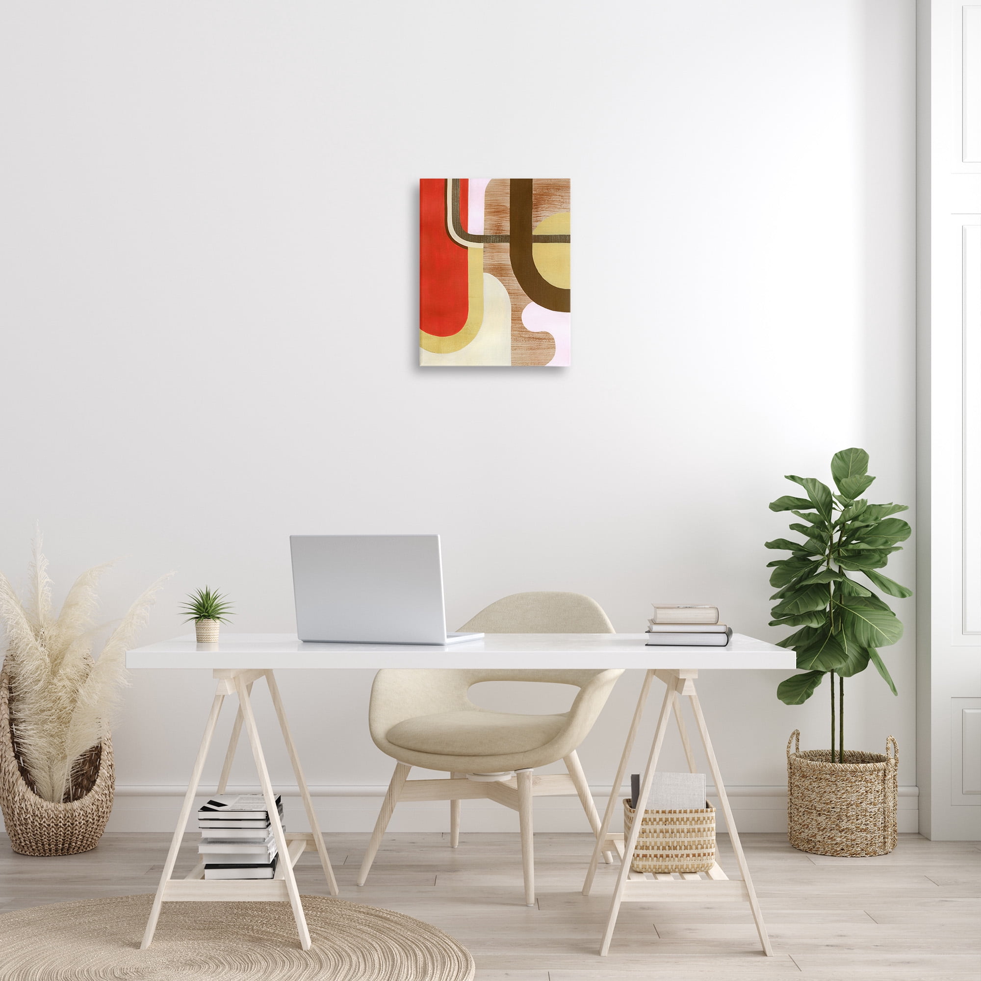 Stupell Industries Rustic Curved Shapes Abstract Painting Gallery Wrapped Canvas Art Print Wall Art, 16 x 20