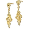 thumbnail image 2 of 14K Yellow Gold Diamond Cut Fancy Post Dangle Earrings - 29mm, 2 of 6