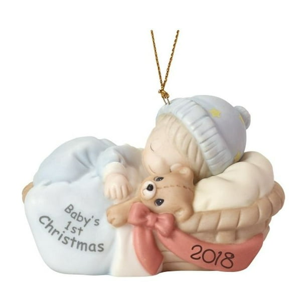 Precious Moments “Baby’s First Christmas 2018” Dated Porcelain Ornament, Boy