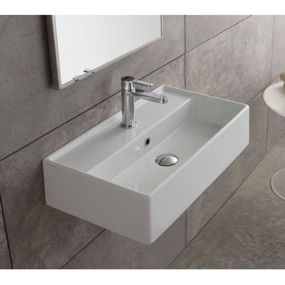 Nameeks 5002-One Hole Scarabeo 23-5/8" Ceramic Wall Mounted / Vessel Bathroom Sink - White