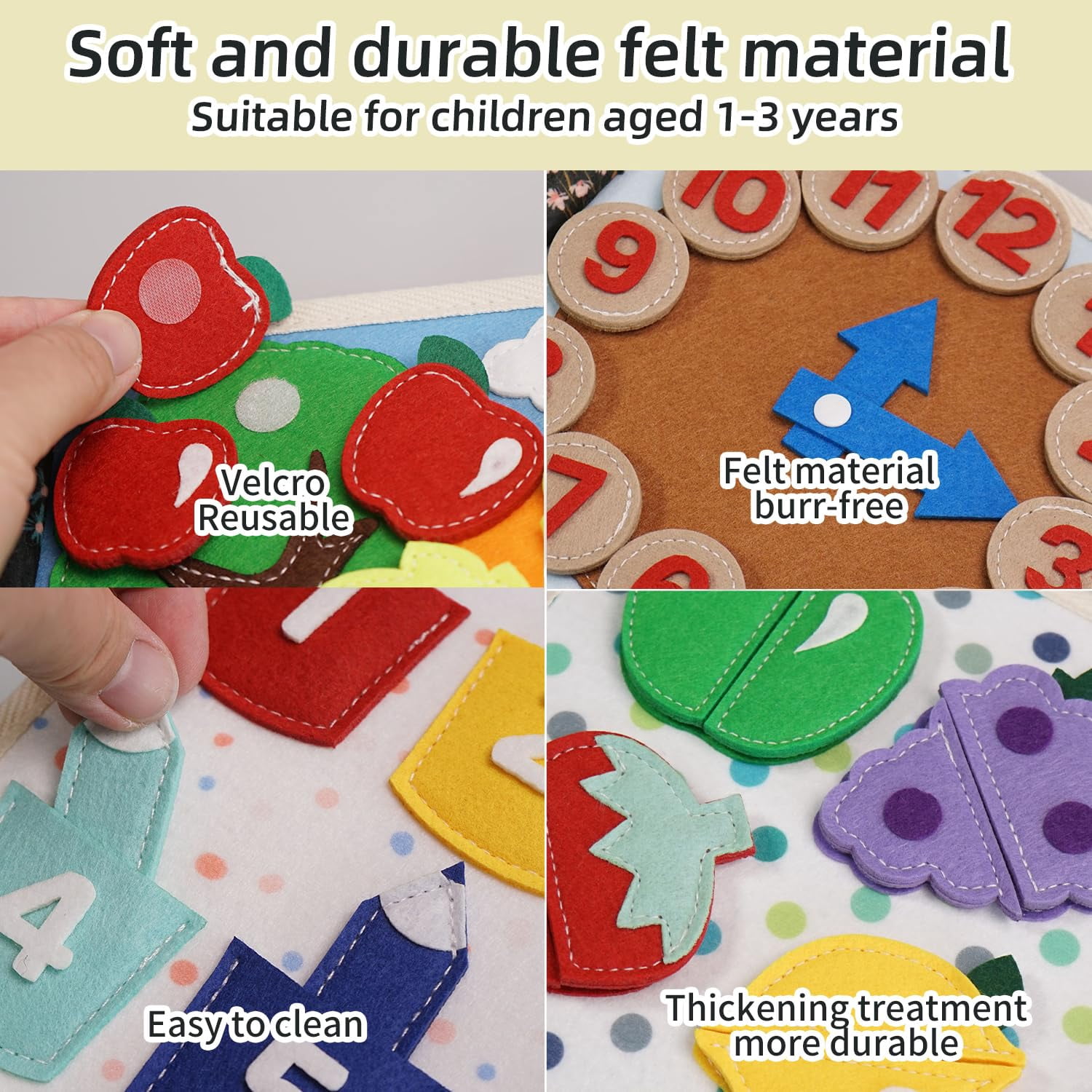 Educational Sensory Toy Animals Sensory Books Early Development Interactive Quiet Books Reusable Felt Book Soft Baby Felt Books