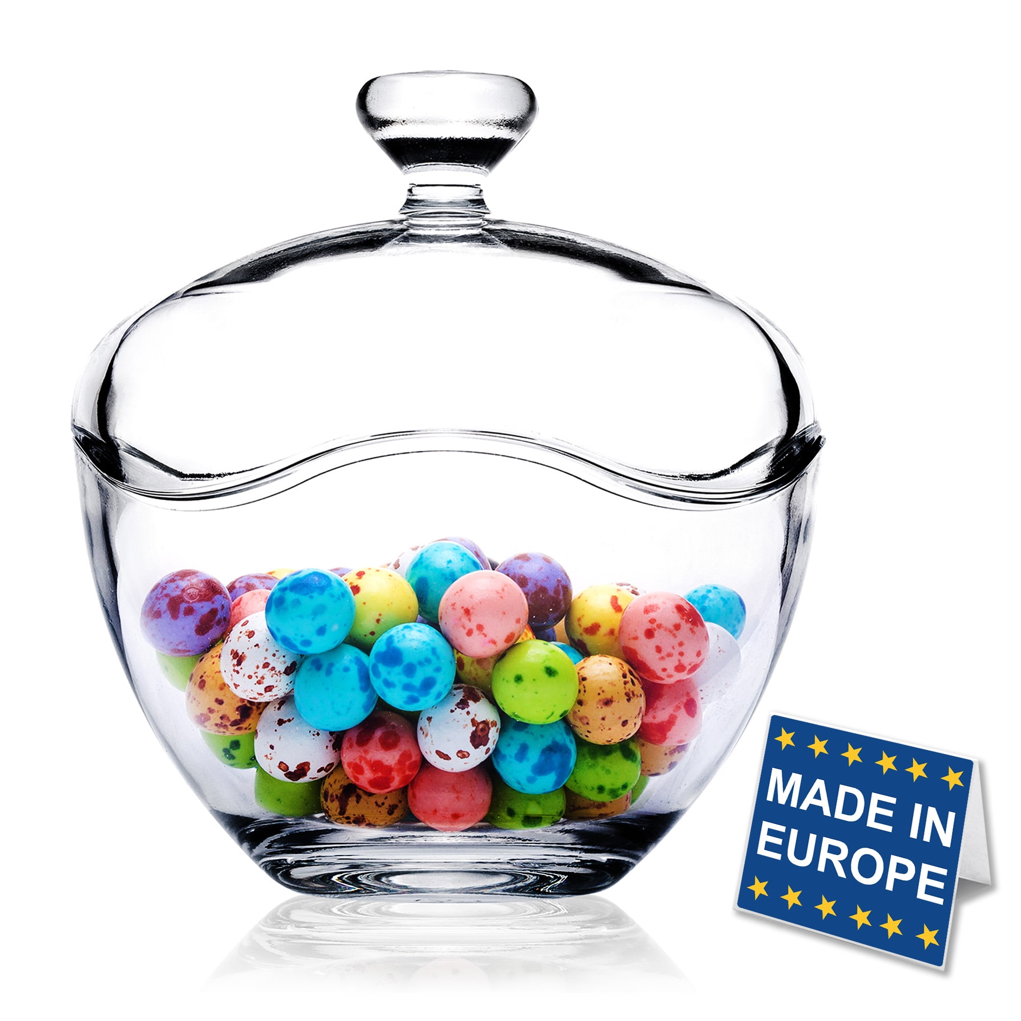 CRYSTALIA Candy Jars for Candy Buffet, Candy Dish with Lid, Glass Bowl and Food Storage Container, Decorative Cookie Jars