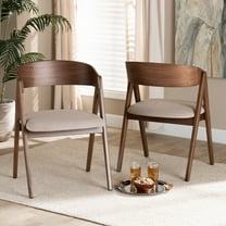 Baxton Studio Danton Dining Chair, Set of 2, Beige/Walnut Brown