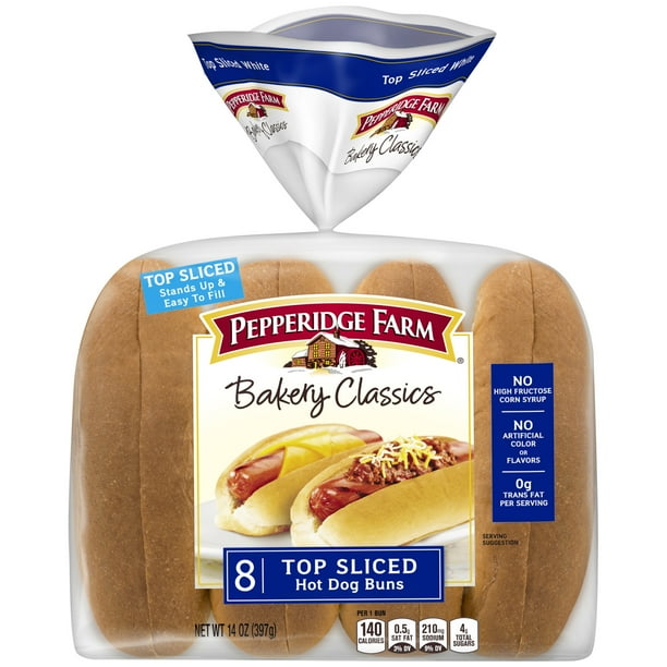 Pepperidge Farm Bakery Classics Top Sliced White Hot Dog Buns, 8Count