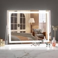 thumbnail image 2 of Hasipu 14" x 11" LED Makeup Mirror with Bluetooth Speaker & 5X Magnifying Glass Square White Vanity Mirror with 3 Light Modes, 2 of 8
