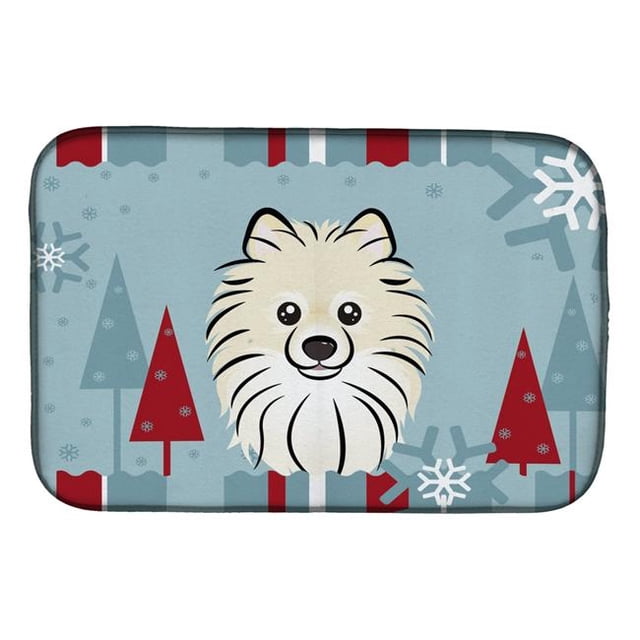 Carolines Treasures BB1703DDM Winter Holiday Pomeranian Dish Drying Mat