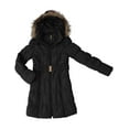 thumbnail image 6 of Ma Croix Womens Quilted Puffer Coat with Belt Lightweight Detachable Faux Fur Hoodie Jacket Winter Outerwear, 6 of 8