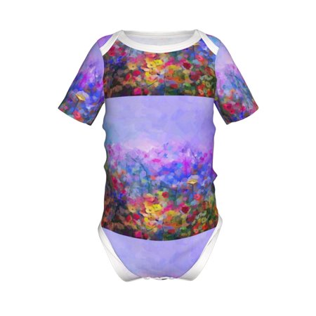 

Gaeub Colorful Purple Cosmos Flower Print Infant Climbing Onesie Toddler Outfit Newborn Baby Bodysuit Baby Boy Girl Clothes -9M