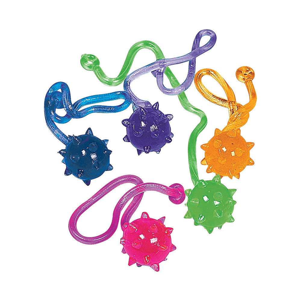 Sticky Spikey Ball W/Cord Asst Party Favors 12 Pieces