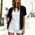 thumbnail image 3 of Otntypg Full Zip up Athletic Hoodie Jackets for Women Lightweight Thin Casual Fall Short Sleeve Drawstring Hooded Pullover Sweatshirts Basic Slim Fit Outwear Jacket with Pockets, 3 of 8