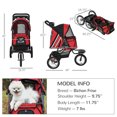 thumbnail image 3 of PawHut Poussette Pliante pour Animaux 3 Roues Chien Chat Voyage Buggy Jogger avec Porte-Gobelet, Auvent Réglable, Porte-Fenêtre en Maille Zippée, Rouge, 3 of 9