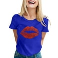 thumbnail image 1 of Cathalem Shirts T - Surdimensionnés pour Femmes 2024 Col Rond Manches Courtes T-shirts Surdimensionnés Couleur Unie, Bleu TG, 1 of 5