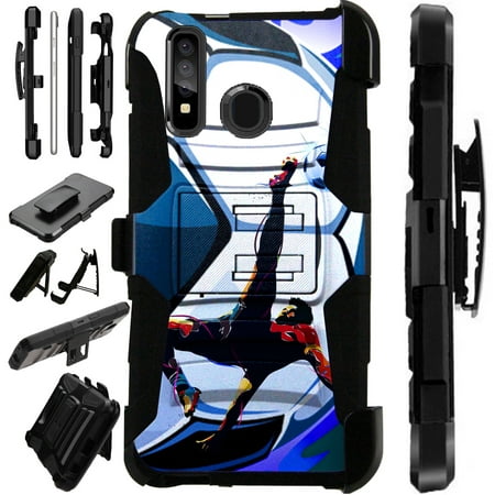 Compatible Samsung Galaxy A50 (2019) Case Armor Hybrid Phone Cover LuxGuard Holster (Soccer Bicycle