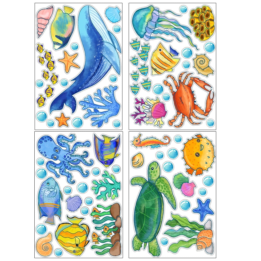 Stickers for walls decoration 1 set of Sea Animal Wall Decals Ocean Theme Fluorescent Stickers