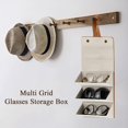 thumbnail image 2 of Estuche para gafas de sol de cuero PU plegable marrón con 3 ranuras, organizador de relojes de joyería, estuche colgante para gafas, caja de almacenamiento para hombres y mujeres, 2 of 5
