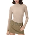 thumbnail image 2 of Women's Slim Fit Turtleneck Sweater, Lightweight Knit Pullover, Fall Winter Casual Top, Ribbed Knit Shirt, Everyday Basic Sweater, Cozy Crewneck Sweater Khaki L, 2 of 6