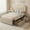 Gray, variant on Kojooin Boucle Bed Frame with 2 Storage Drawers. Upholstered Platform Bed with LED Headboard and  Wood Slat Support