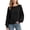 Black, variant on Womens Batwing Sleeve Tops Crew Neck Striped Knitted Pullover Shirts Solid Color Loose Sweater