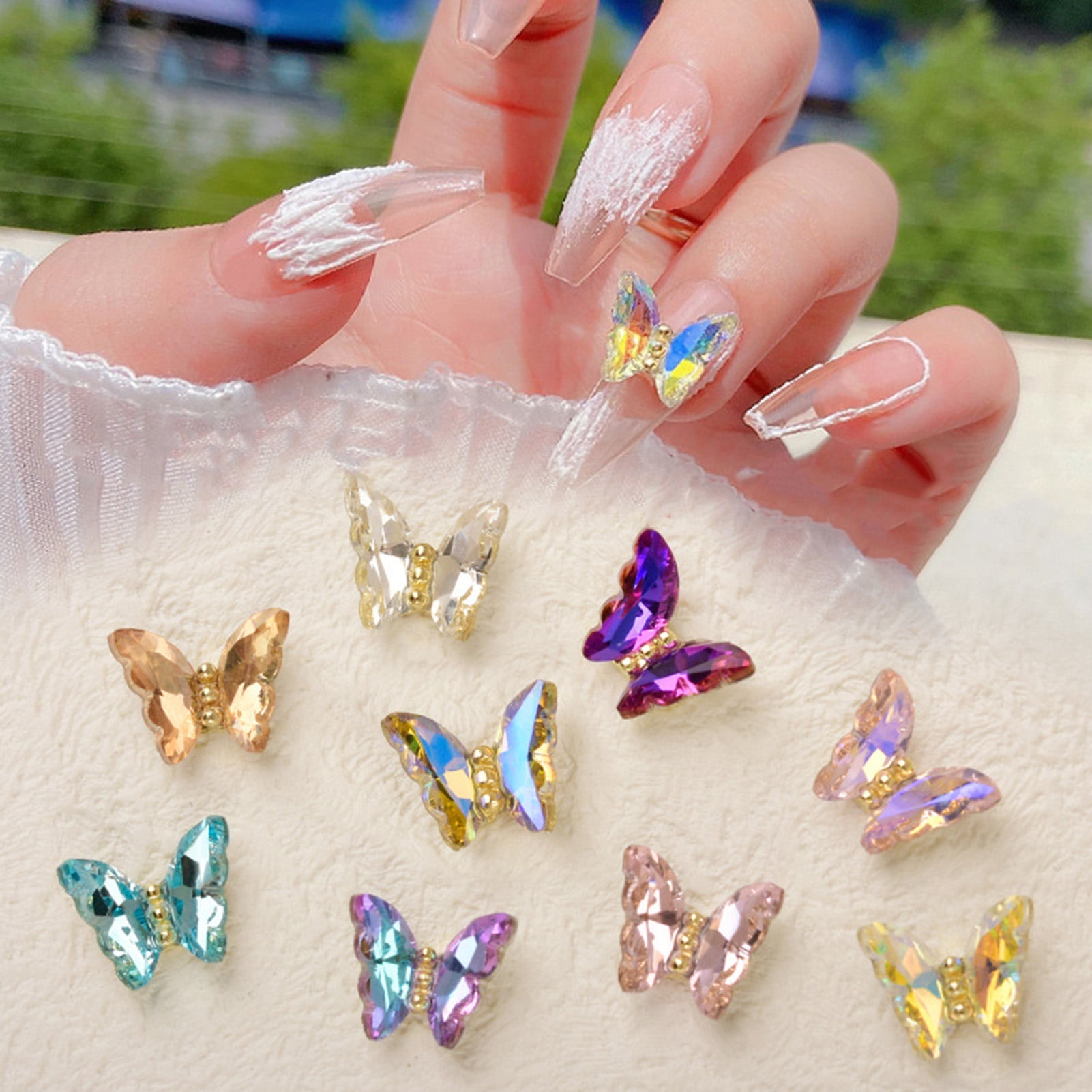  Gold Butterfly Nail Charms 24PCS Metallic Butterflies