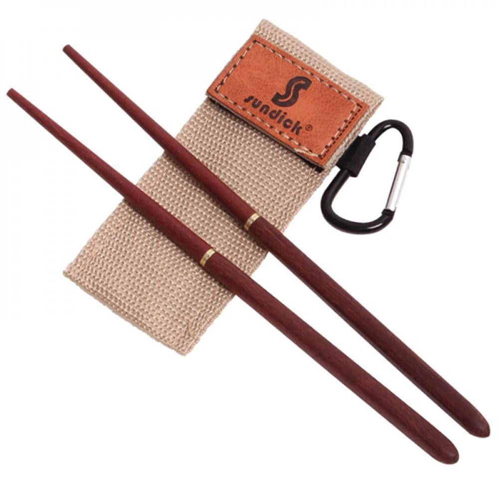 Hawk Zing Foldable Rosewood/Ebony Chopsticks with Carry Bag Perfect for Backpacking Camp and Travel Portable Tableware 