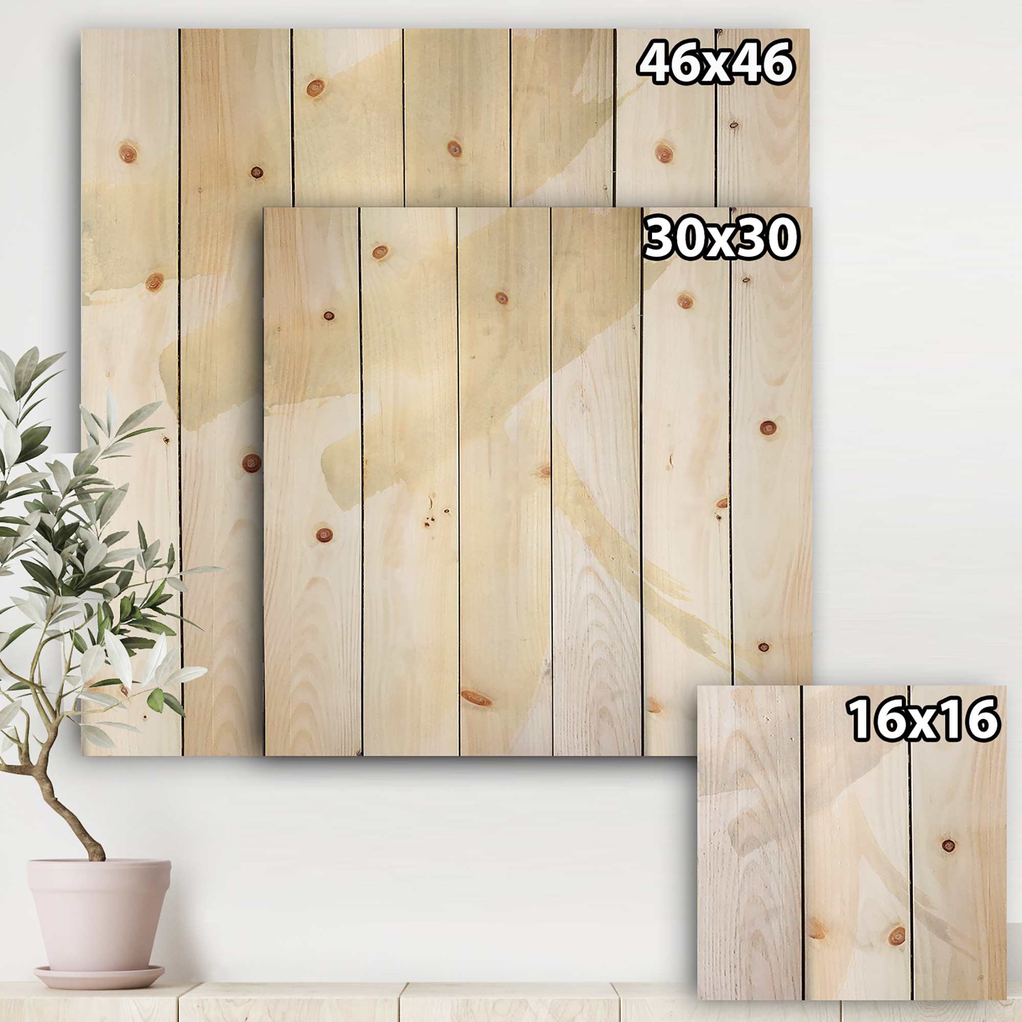 Designart 'minimal geometric Zen II' Transitional Print on Natural Pine Wood