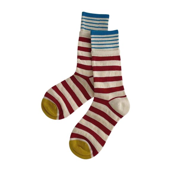 Yuanlong Women's Crew Socks Striped Color Block All Seasons Socks Stylish Holiday Streetwear Leisure Hosiery