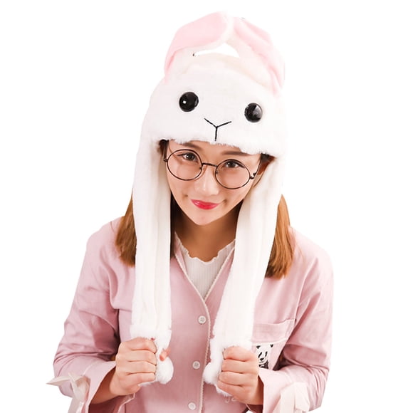 Maoww Long Ears Cartoon Pattern Lovely Plush Hat Girls Movable Cap Women Toy Photo Prop Beanie