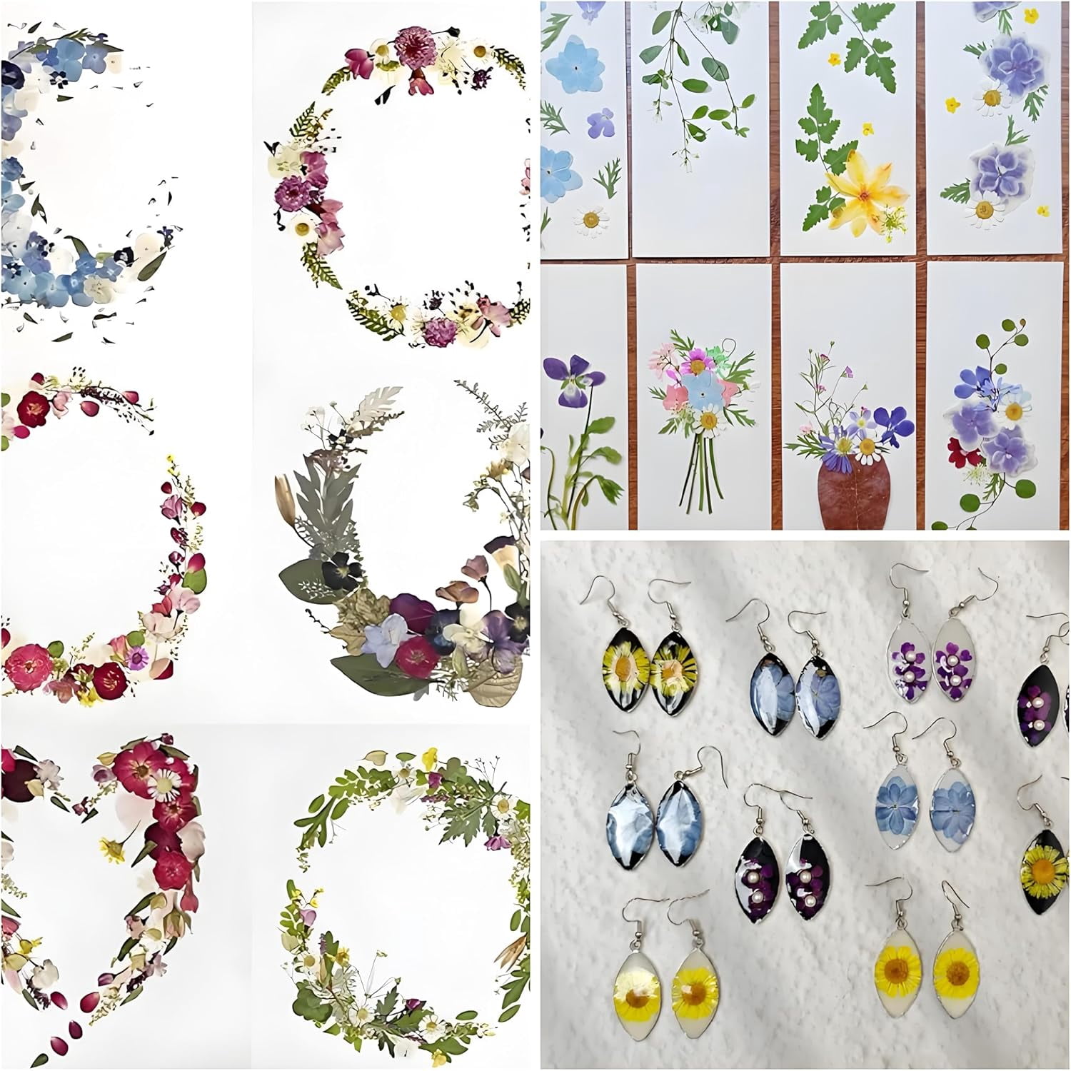 MetalM -140Pcs Dried Pressed Flowers,Natural Dried Flowers Bulk with Dried Leaves for Resin,Mixed Color Dried Flowers for DIY Crafts,Epoxy Resin,Candle Making,Jewelry,Floral DIY Art,DIY Supplies Kits