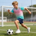thumbnail image 6 of Avtoify Summer Girls Short Sleeve Round-Neck Shirts Dry Breathable Short Sleeve Top Matching Shorts 2 Piece Unisex Soccer Outfit for Kids Aged 5-14 Daily Attire, 6 of 9