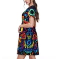 thumbnail image 2 of Kdxio Vibrant Psychedelic Eye Pattern Summer Dresses for Women Casual Tshirt Short Sleeve Floral Sundress Beach Cover Ups with Pockets, 2 of 6