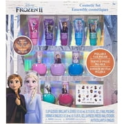 Disney Frozen 2 - Super Sparkly Cosmetic Makeup Set for Girls with Lip Gloss Nail Polish Nail Stickers - 11 Pcs|Perfect for Parties Sleepovers Makeovers| Birthday Gift for Girls 3 Yrs+